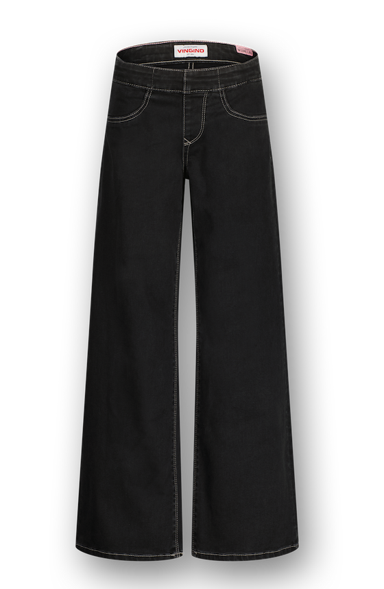 Vingino Jeans Bellini Wide Leg Black Denim Jean - Schwarz