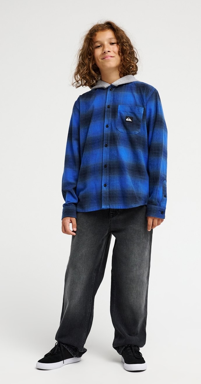 Quiksilver Timetable Flannel Hemd mit Hoodie Holzfehler Karo Blau