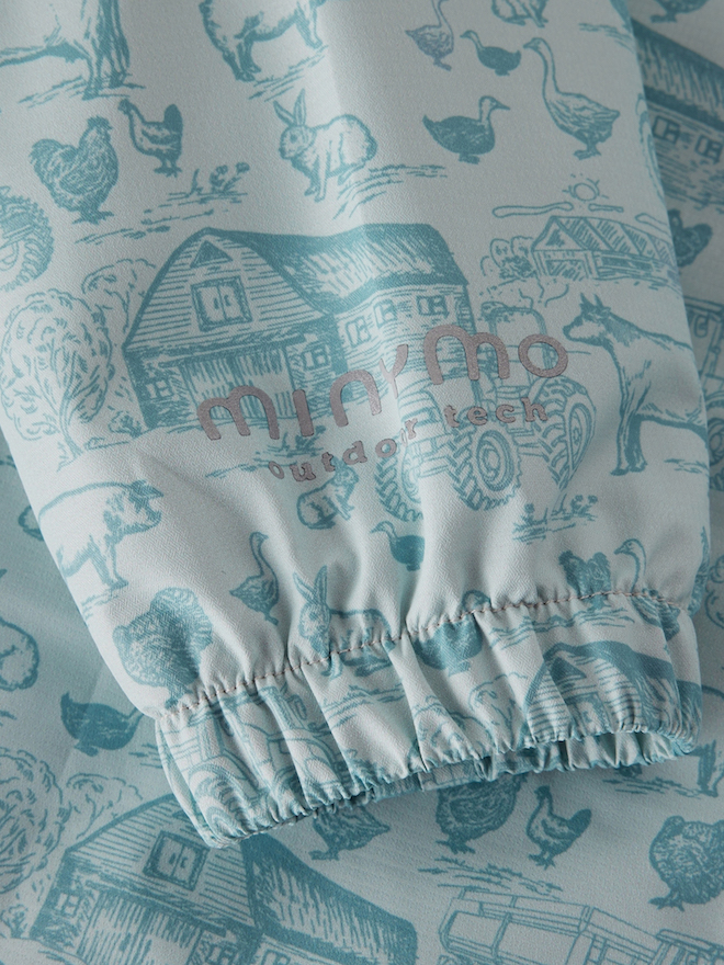 Minymo Baby Sommerjacke in Niagra Mist Blau Farm - Bauernhof 