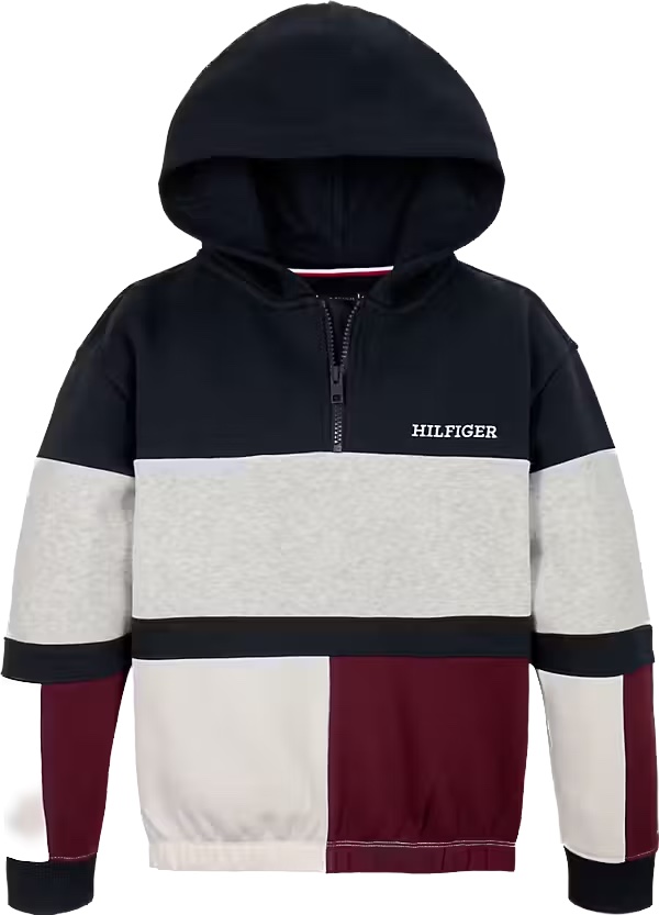 Tommy Hilfiger Color Block-Hoodie mit Reissverschluss - Rot Weiss Blau - SALE
