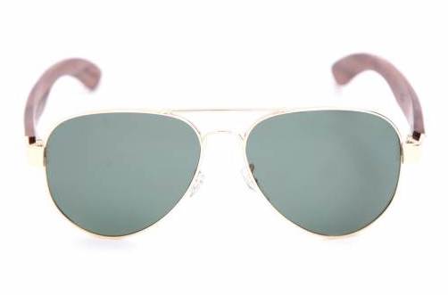 13004-1659-6398-2_large C3 Sonnenbrille Polarized - Rio in Gold Rahmen / Grünes Glas