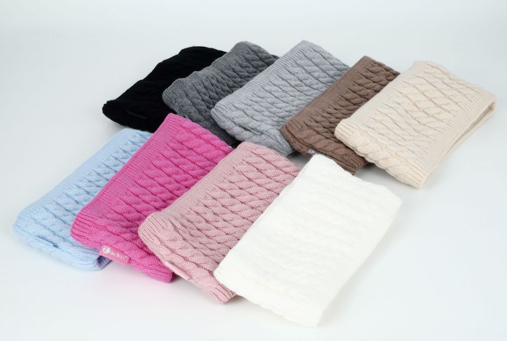 KisMe Strick Stirnband mit Fleece Futter - Kabelstrick Braun