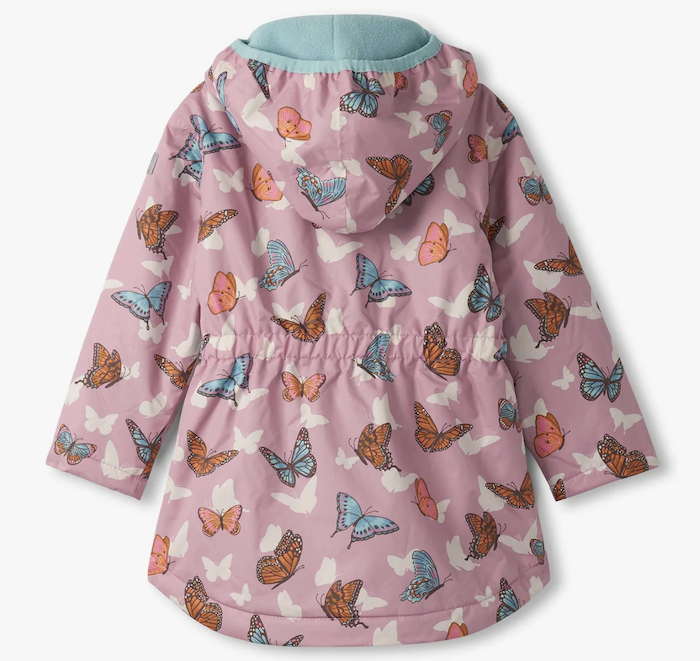 Hatley Regenjacke in Mauve Orchid Pop-Out Butterflies Zip-Up Lightweight 