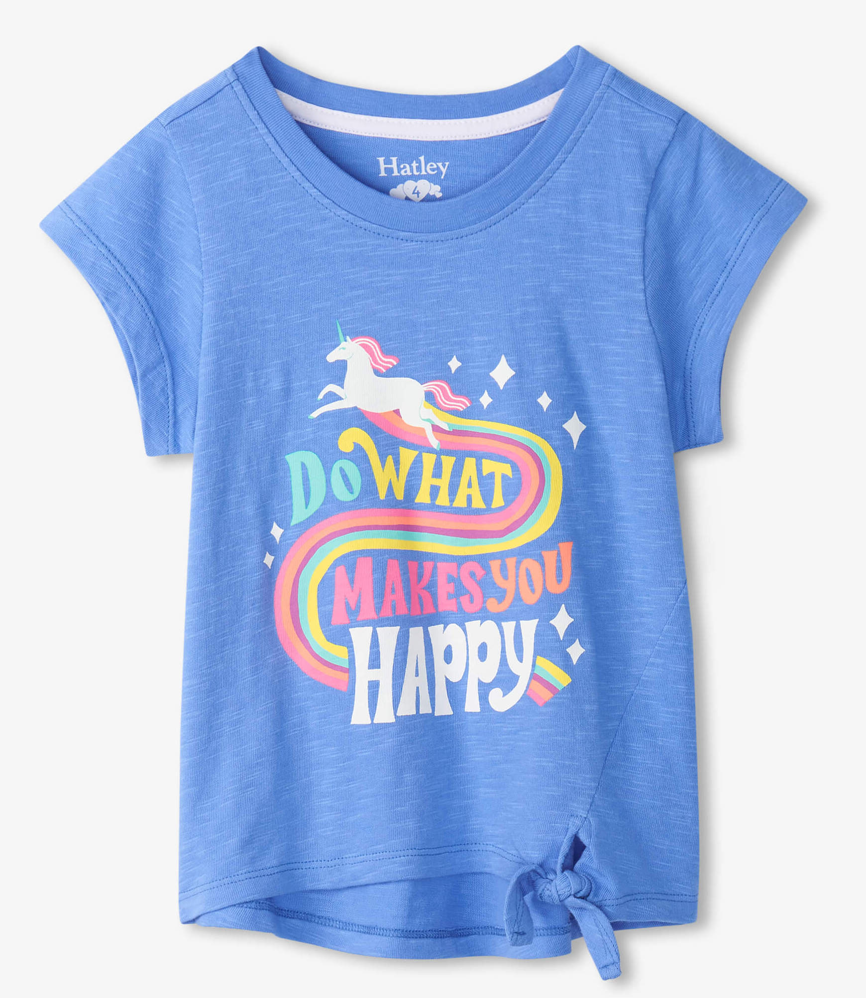 S24GSK1511 Hatley Kurzarm T-Shirt in Blau mit Einhorn - Do What Makes You Happy