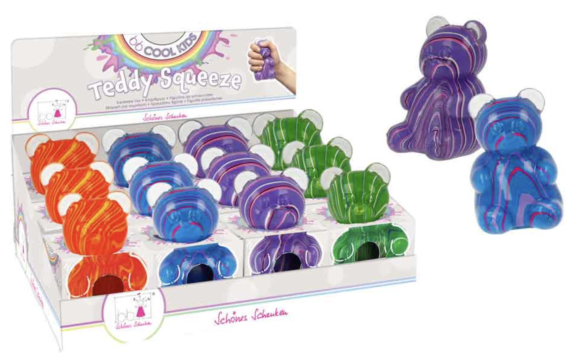 Schönes Schenken Anti-Stress Quetschfigur Bär marmoriert - Wählen Sie Ihre Farbe Schönes Schenken Anti-Stress Quetschfigur Bär marmoriert - Wählen Sie Ihre Farbe