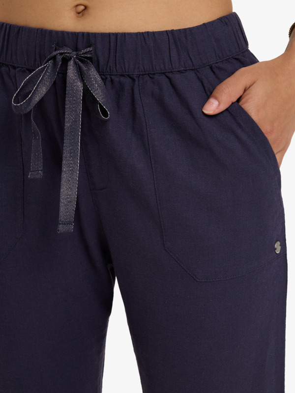 Roxy On The Seashore - Cargo Hose aus Leinen in Mood Indigo Dunkelblau