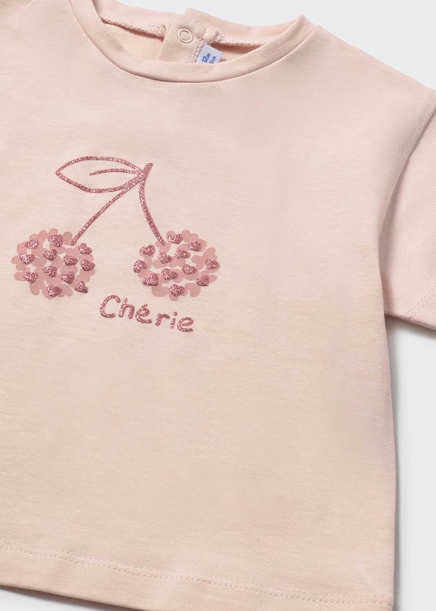 Mayoral Kurzarm T-Shirt in Rosa - Glitzer Kirsch Mayoral Kurzarm T-Shirt in Rosa - Glitzer Kirsch