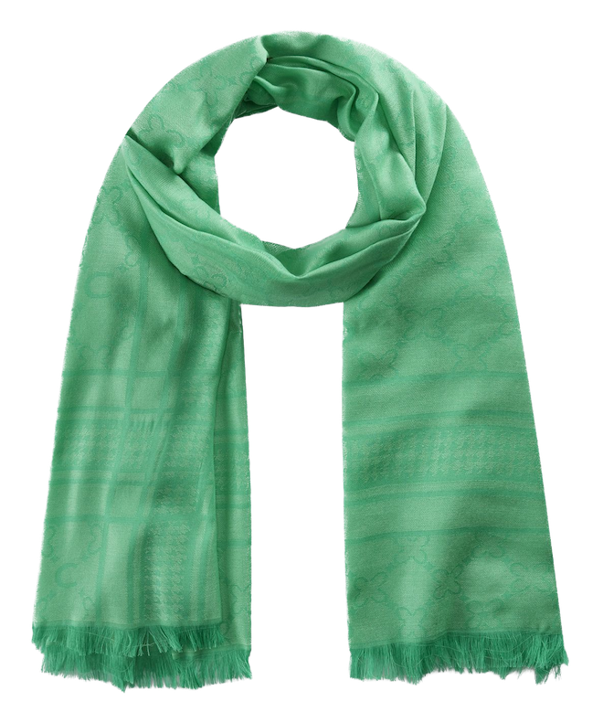 Codello Jacquard Schal Luxus Baumwolle Modal Mix Monogram in Grün - SALE