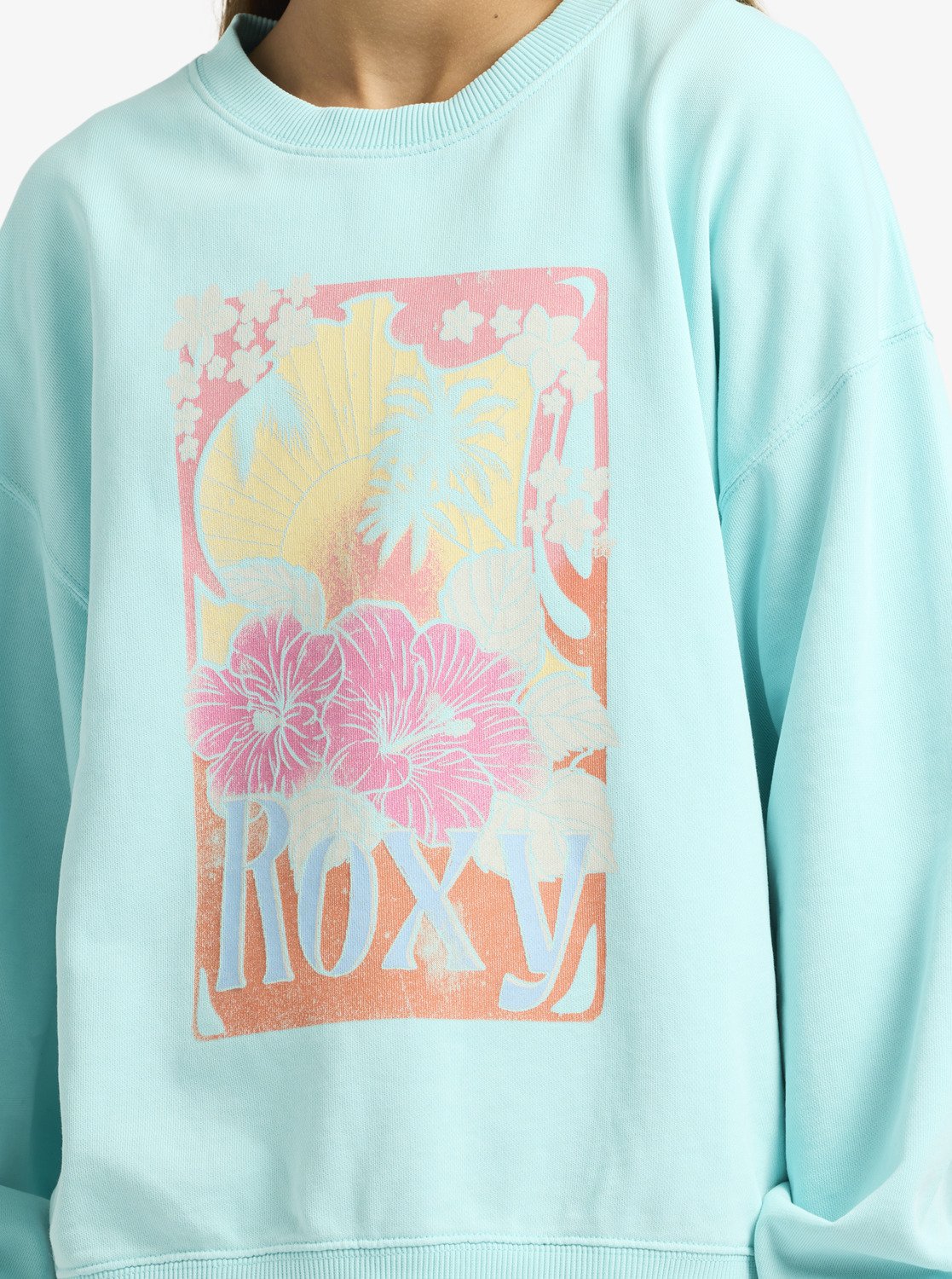 Roxy Lineup Terry - Übergroßes Sweatshirt in Aqua Splash für Mädchen 