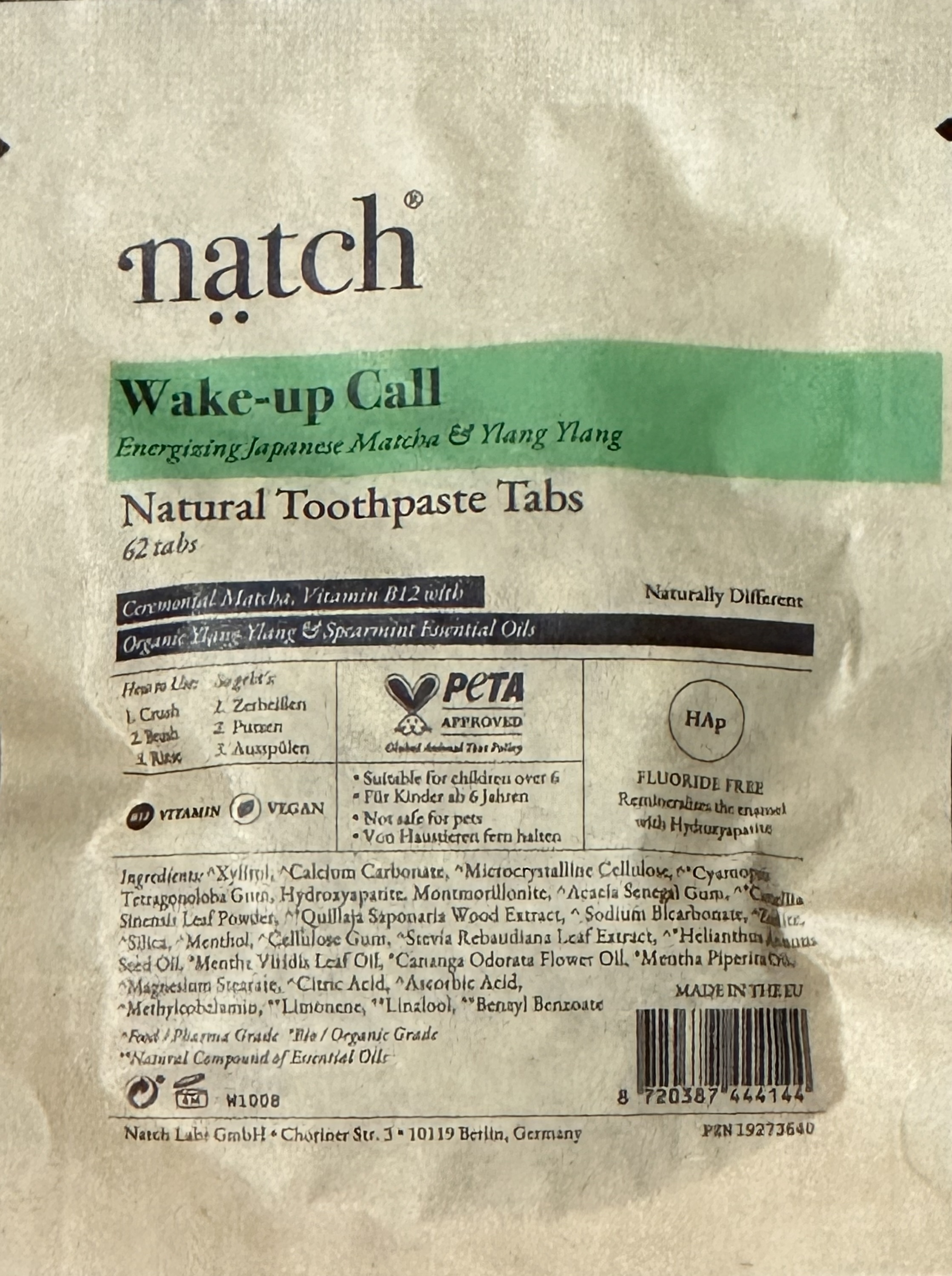 NATCH Zahnpasta-Tabletten für ein frisches, rundum sauberes Gefühl - Wake-up Call - Nachfüllpackung