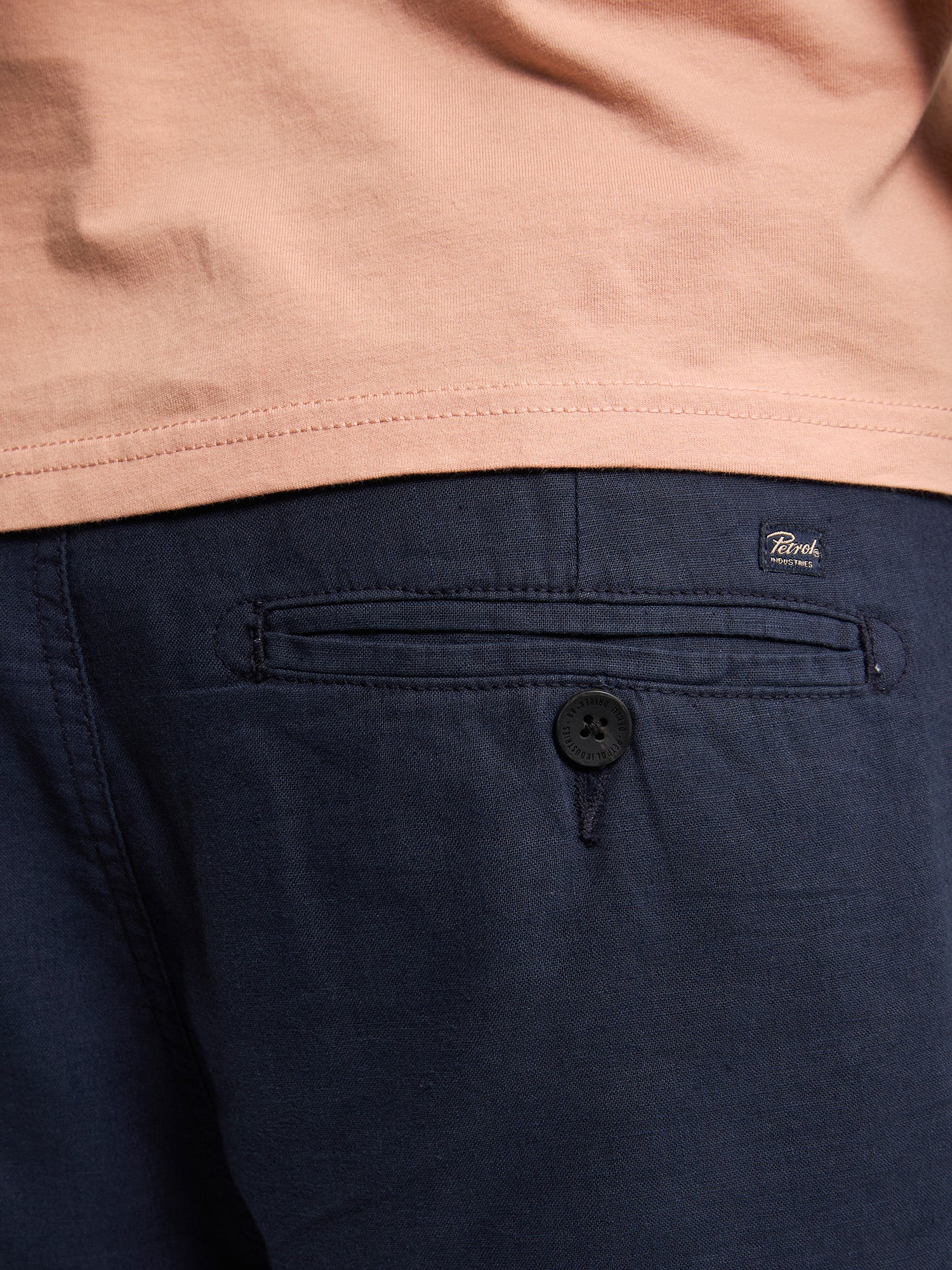 Petrol Industries Herren Leinen Chino Short Tropicwave in Navy Blau