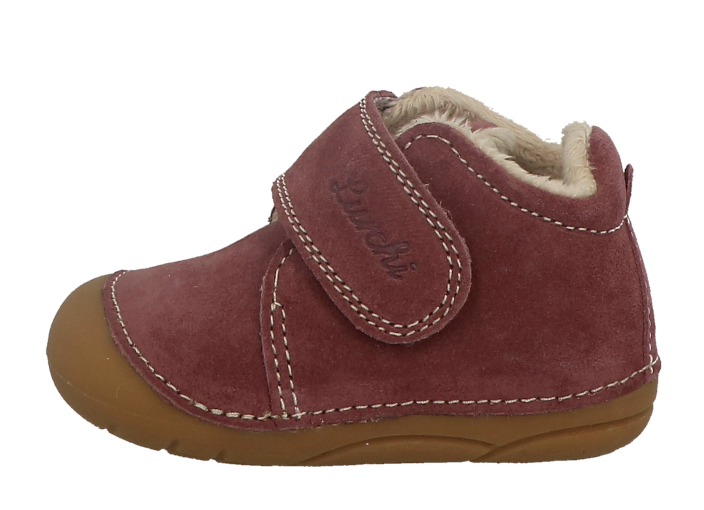 Lurchi FONSI Wildleder Lauflernschuhe mit Fell und Klett - Wildberry/Rosa