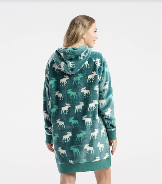 Little Blue House Oversized Fleece Hoodie Tunika in Grün - Elche Little Blue House Oversized Fleece Hoodie Tunika in Grün - Elche