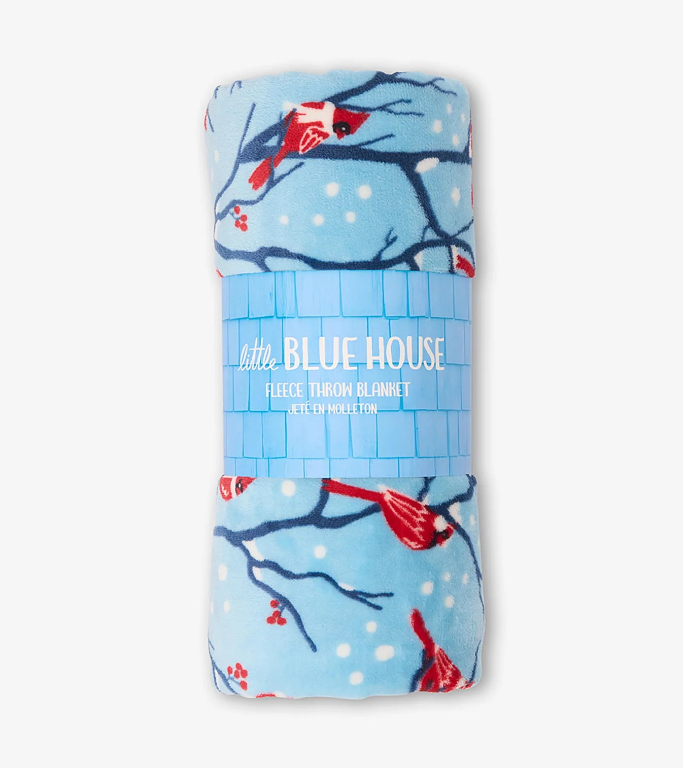 Winter Cardinals Kuscheldecke aus Fleece – Weihnachtliche Fleecedecke mit Rotkehlchen 127 x 152 cm