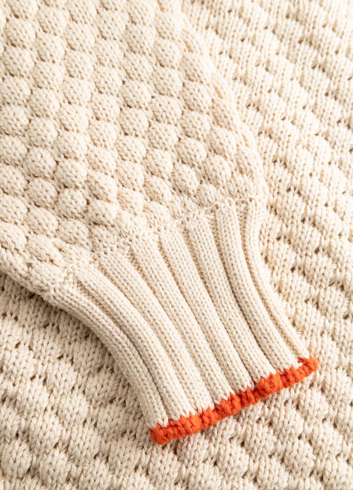 Mademoiselle YeYe Scribble Line Rolli Baumwolle Pullover mit Struktur in Creme & Orange Borte Mademoiselle YeYe Scribble Line Rolli Baumwolle Pullover mit Struktur in Creme & Orange Borte