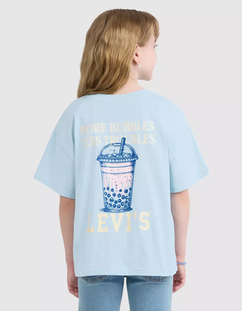Levis Mädchen T-Shirt in Hellblau - Bubble Tea - More Bubbles Less Troubles