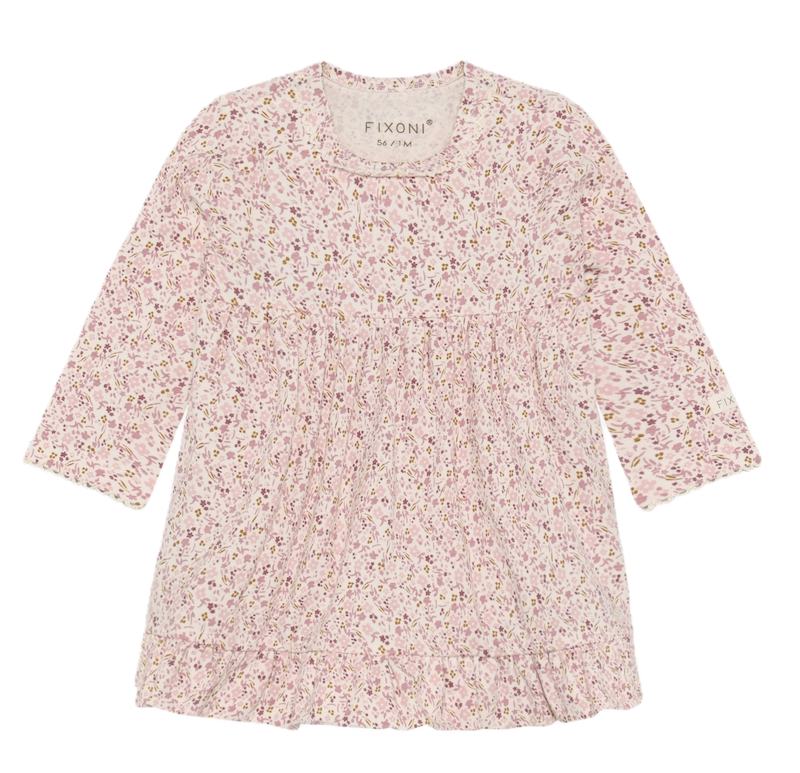 FIXONI Langarm Jersey Kleid mit integriertem Body - Blumen Allover
