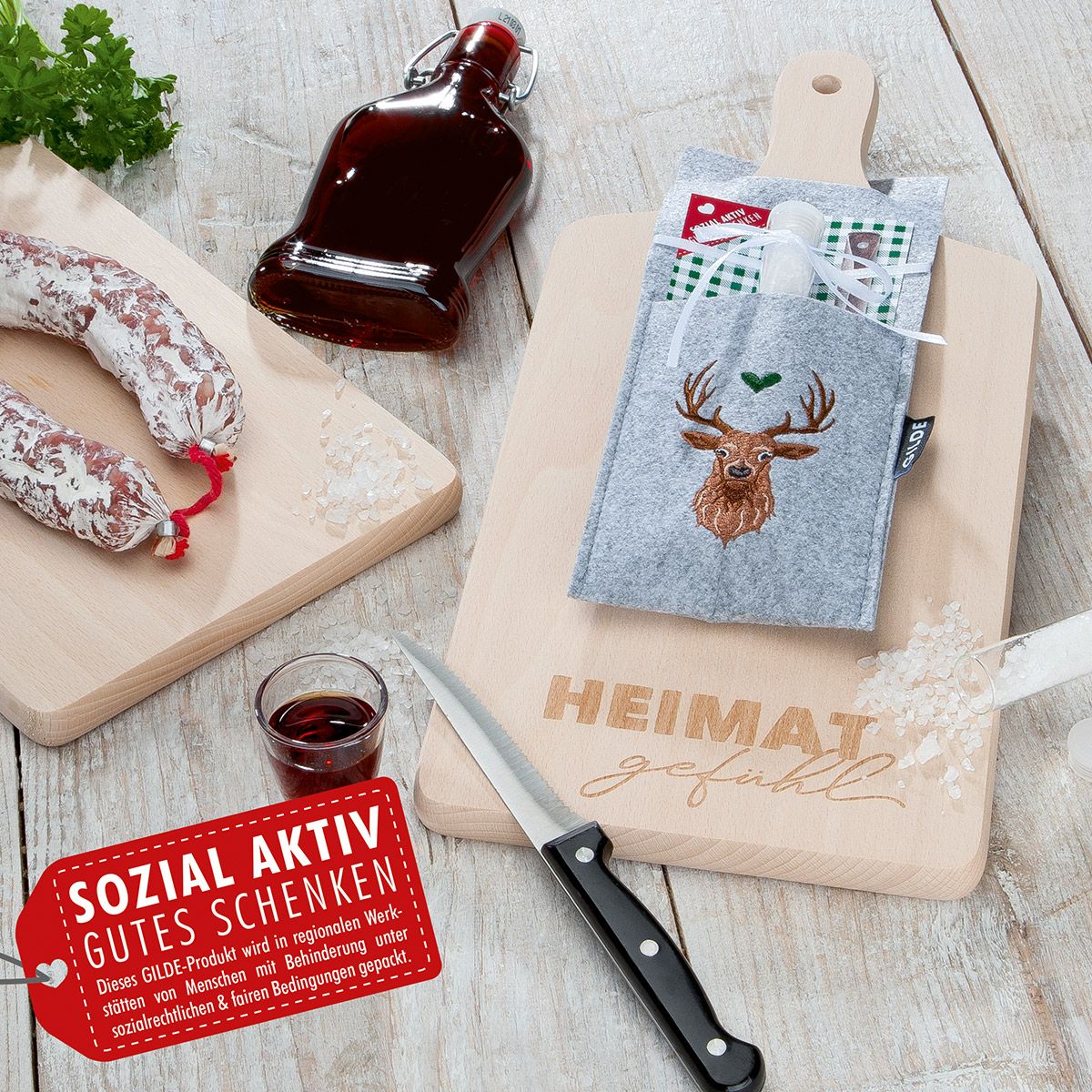 44331_3_21 Gilde Holz Schneidebrett Set - Heimatliebe