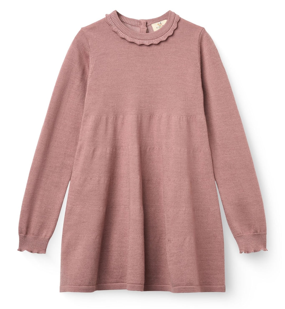CeLaVi Merinowollkleid für Mädchen – Klassisches Strickkleid mit dekorativem Ausschnitt - Winter Rose