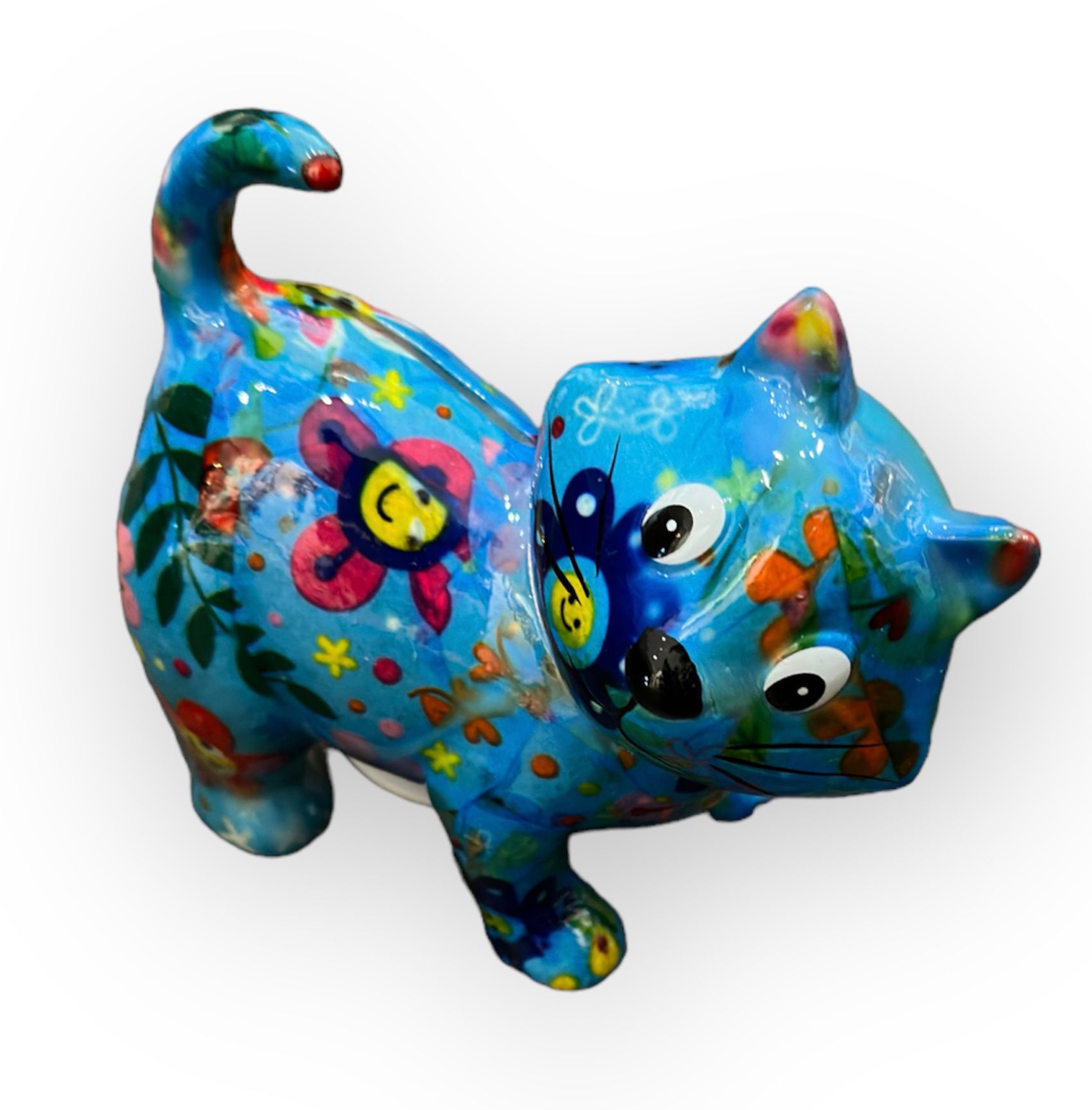 Pomme pidou Spardose Keramik - Katze in Blau