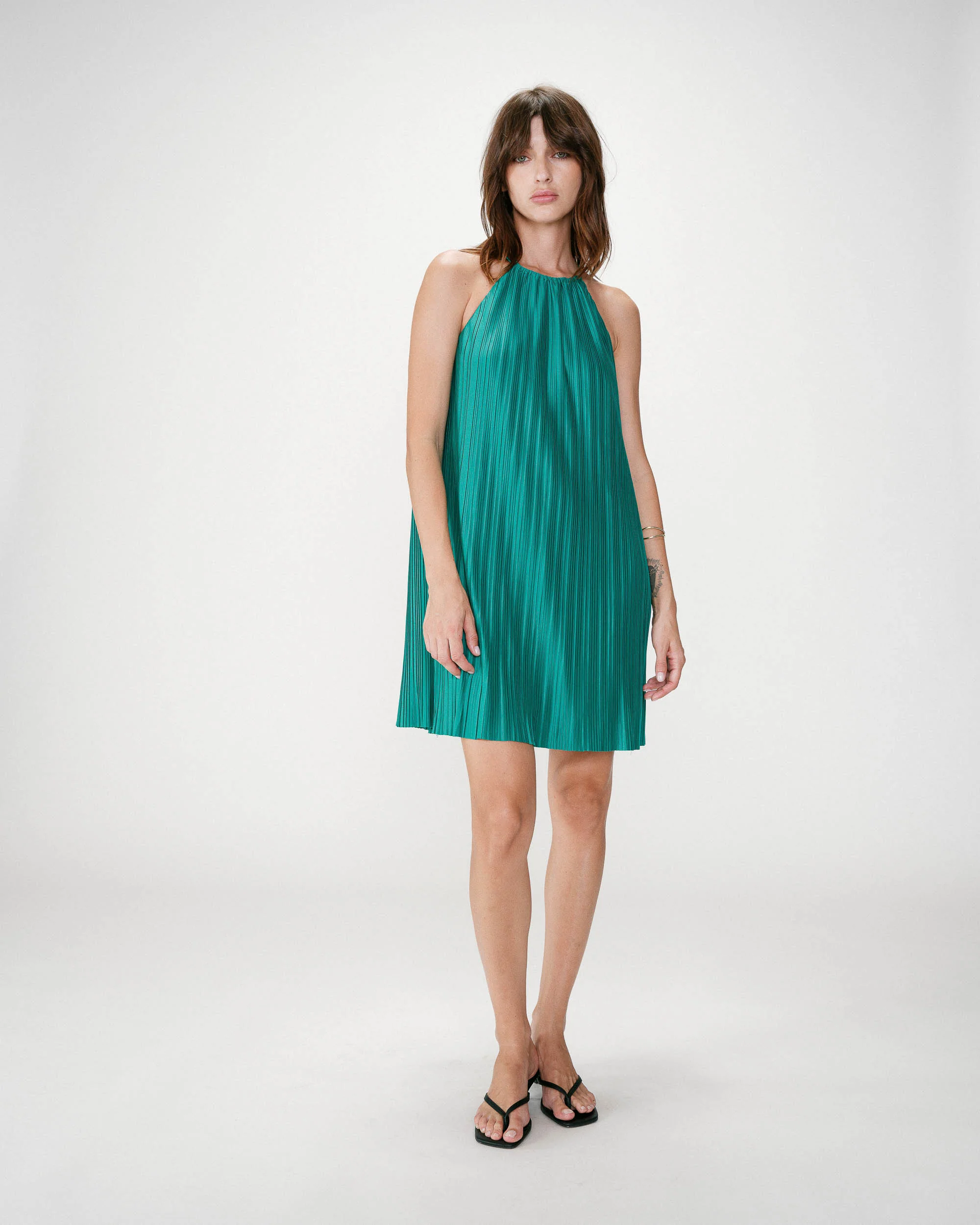 Grace & Mila WILONA Cocktail Kleid mit Plissee in Emerald Grün