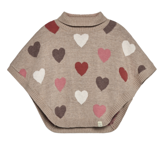 Hust & Claire Pinja Strick Poncho in Beige mit Herzen Hust & Claire Pinja Strick Poncho in Beige mit Herzen