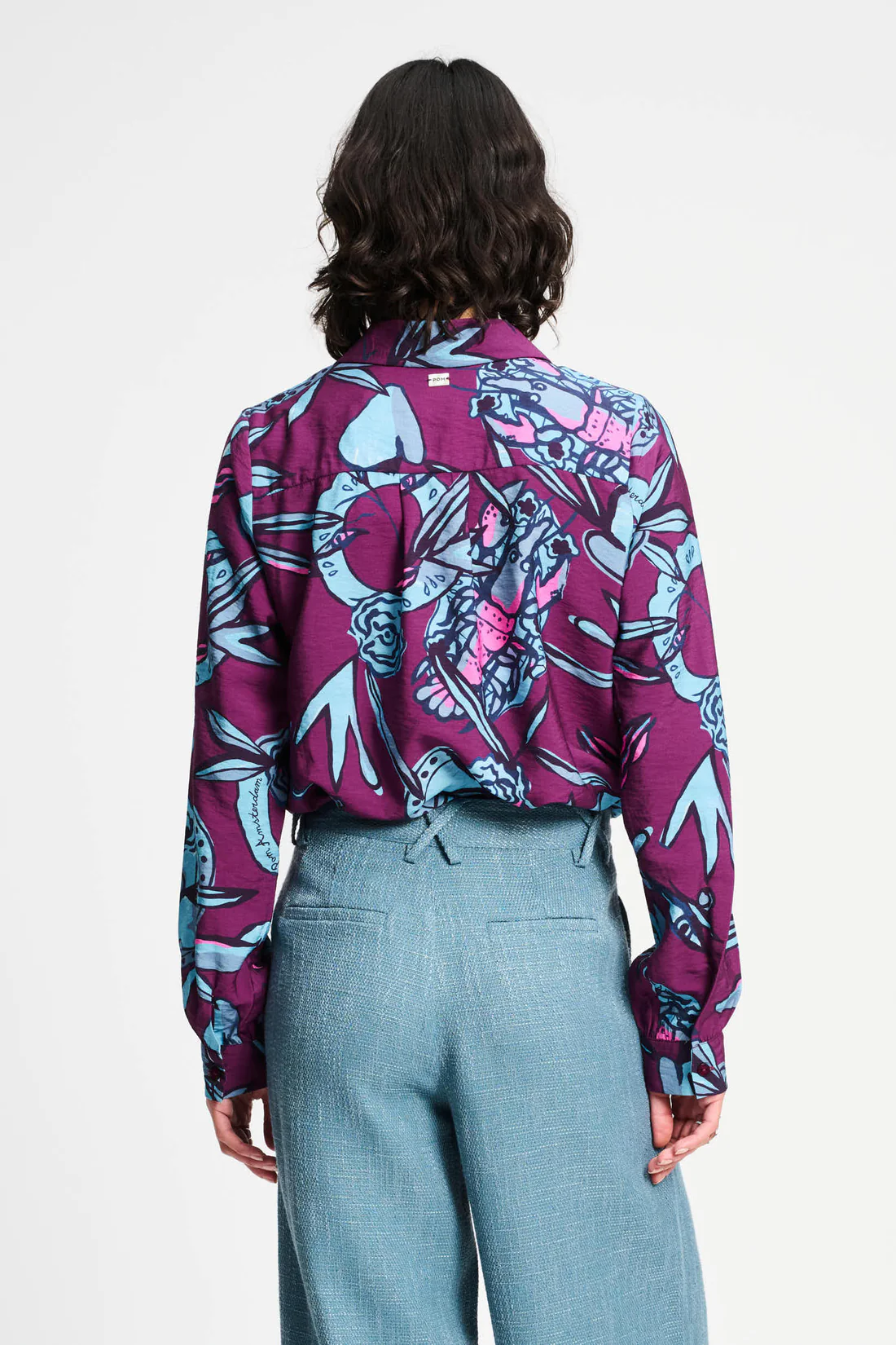 POM Amsterdam Bluse Mila Mystic Dinner in Plum Pink & Dusty Blau