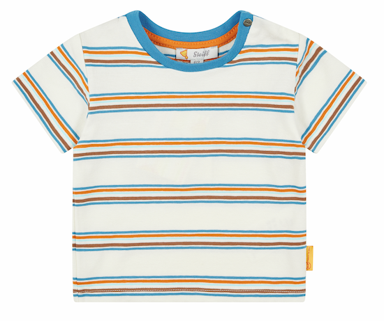 Steiff Baby Boys Kurzarm T-Shirt Blau Orange Gestreift