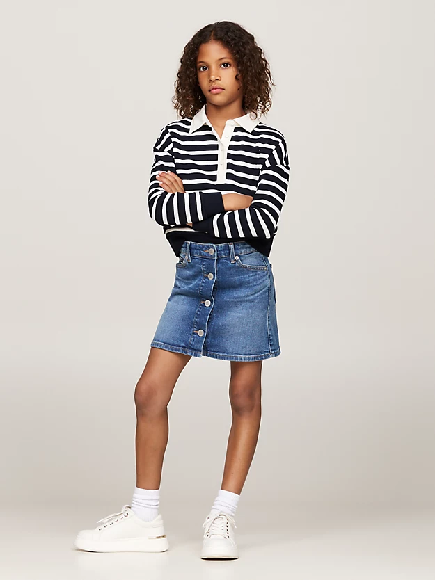 Tommy Hilfiger durchgeknöpfter Jeansrock in A-Linie - Streakyblue - SALE