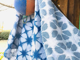 Les Foutas Großes Hamam Tuch Baumwolle 100 cm x 200 cm in Indigo Blau - Shibori Design