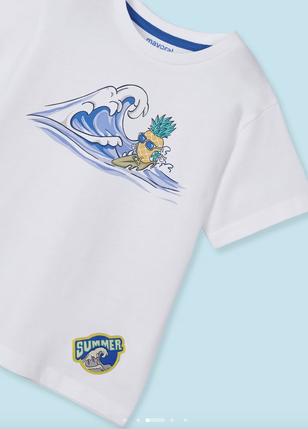 Mayoral Boys T-Shirt in Weiß - surfende Ananas/Riesen Welle