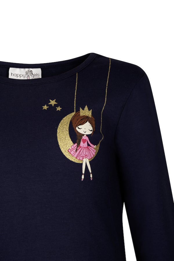 Happy Girls Kleid in Marineblau mit bunten Tüllrock - Prinzessin im Mond Happy Girls Kleid in Marineblau mit bunten Tüllrock - Prinzessin im Mond