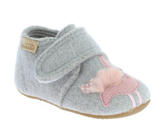 Living Kitzbühel Baby Ballerina Wollfilz Hausschuhe in Grau - Flamingo - SALE