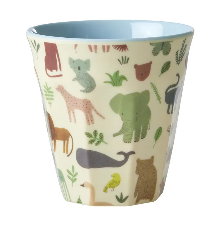 RICE Kleine Kinderbecher Dschungeltiere - Blau - Sweet Jungle Print Small - 160 ml RICE Kleine Kinderbecher Dschungeltiere - Blau - Sweet Jungle Print Small - 160 ml