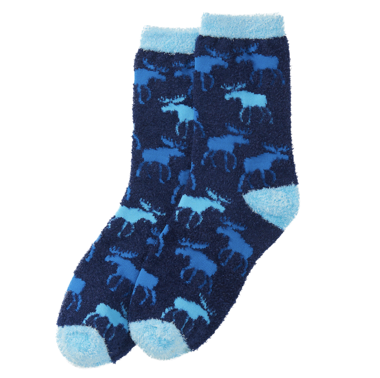 Little Blue House Damen Kuschelsocken - Fuzzy Blue Moose Socks - Elch