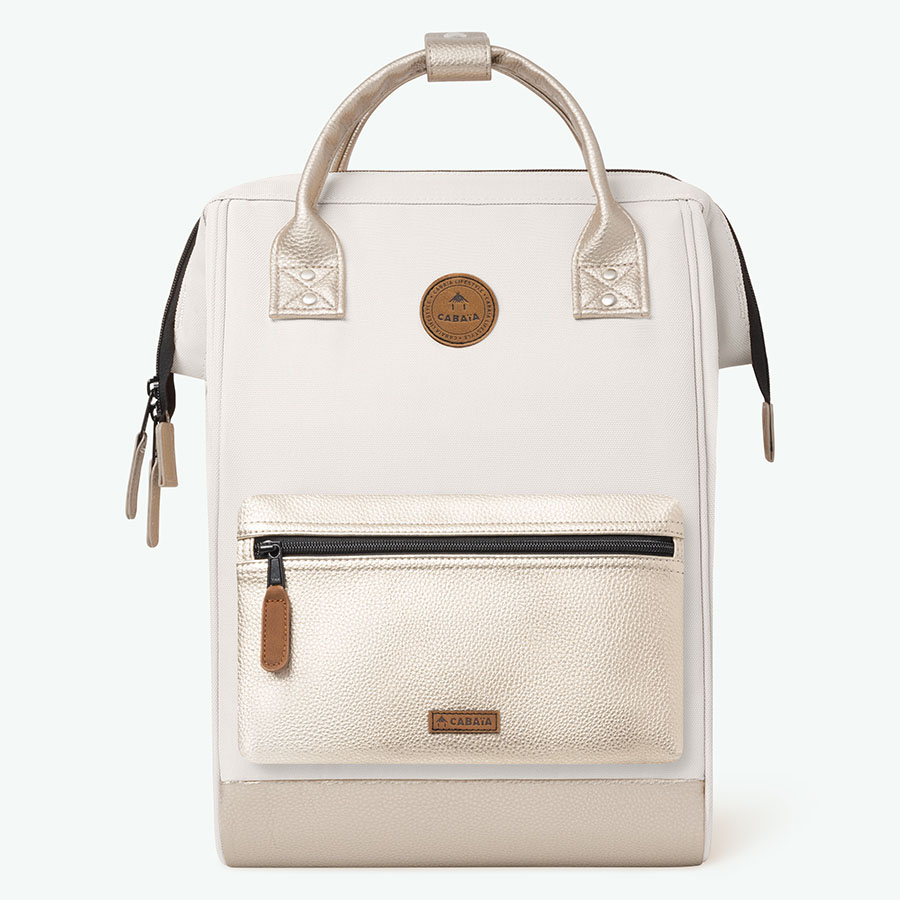 3701328356004_228 Cabaia Rucksack ALGIERS Small mit Laptop-Fach in Creme/Metalic