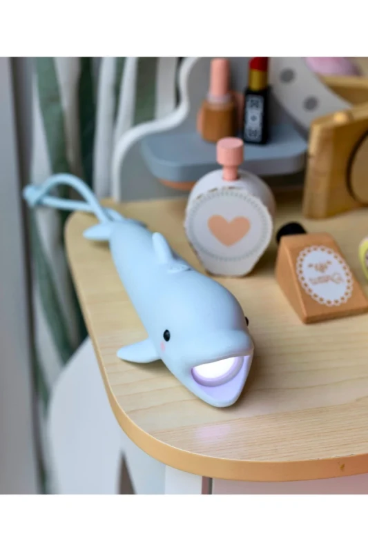 Rabbit & Friends Delphin Taschenlampe in Blau - Bubbly