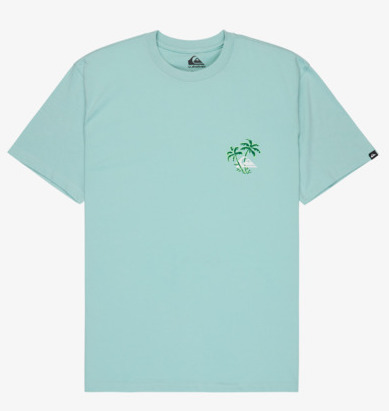 Quiksilver Evo Learning Kurzarm T-Shirt für Männer in Blue Haze Blau - Palmen Quiksilver Evo Learning Kurzarm T-Shirt für Männer in Blue Haze Blau - Palmen