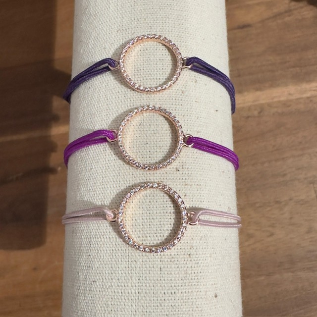 Lua Circle of Life Armband - Elastisch mit Gold Kreis - Rosa, Orchid & Pflaume