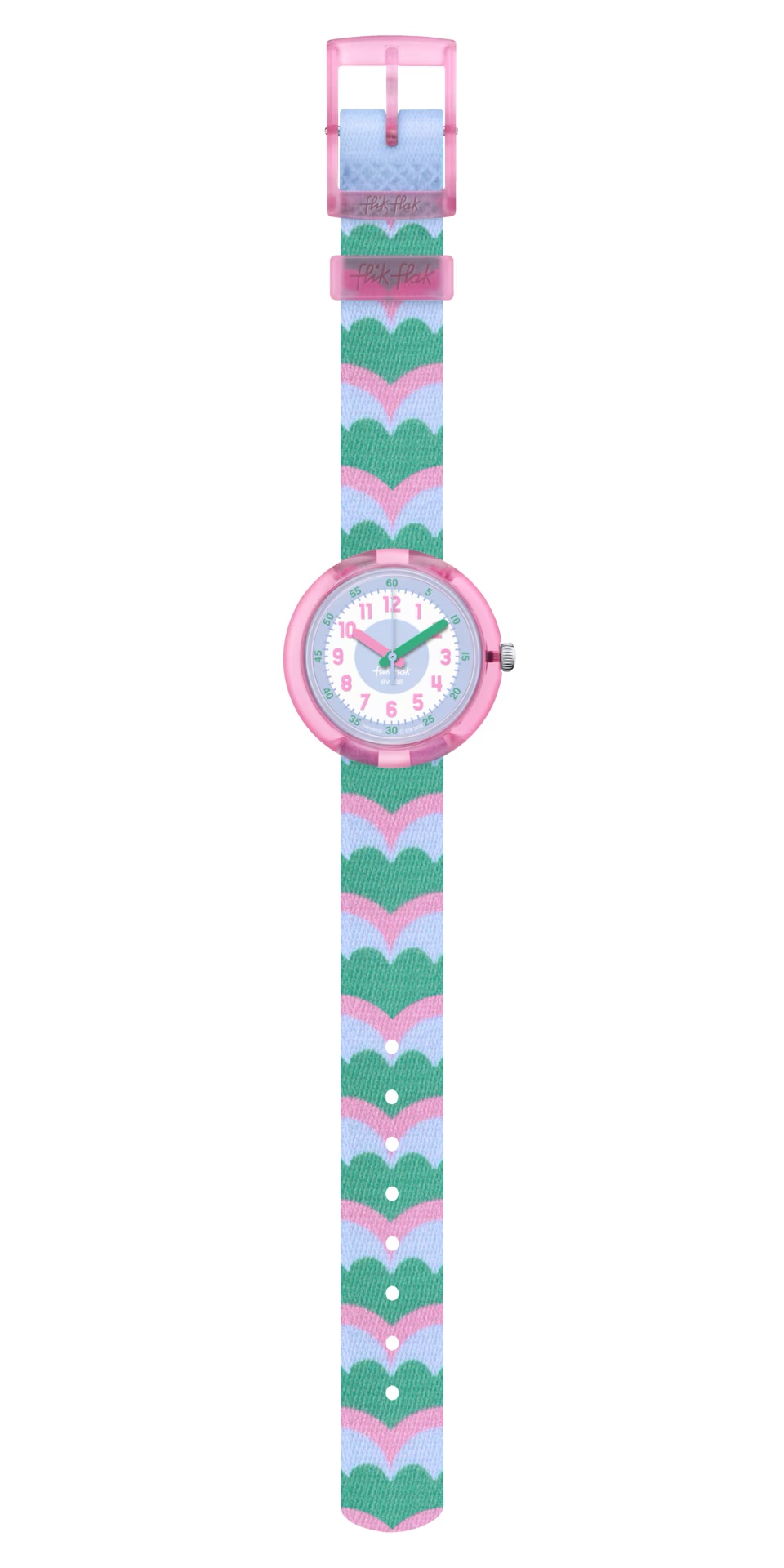 Flik Flak Kinderuhr in Blau, Rosa und Grün - Retro Scales Flik Flak Kinderuhr in Blau, Rosa und Grün - Retro Scales