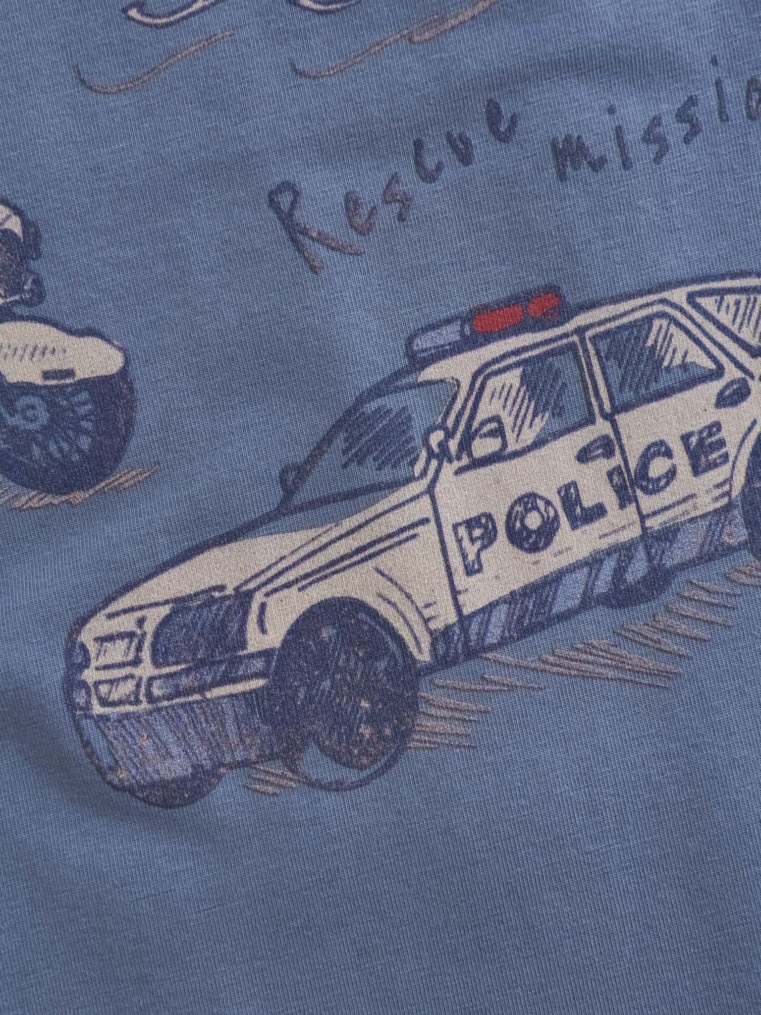 Minymo Langarmshirt mit Polizeifahrzeuge - China Blue/Blau - SALE