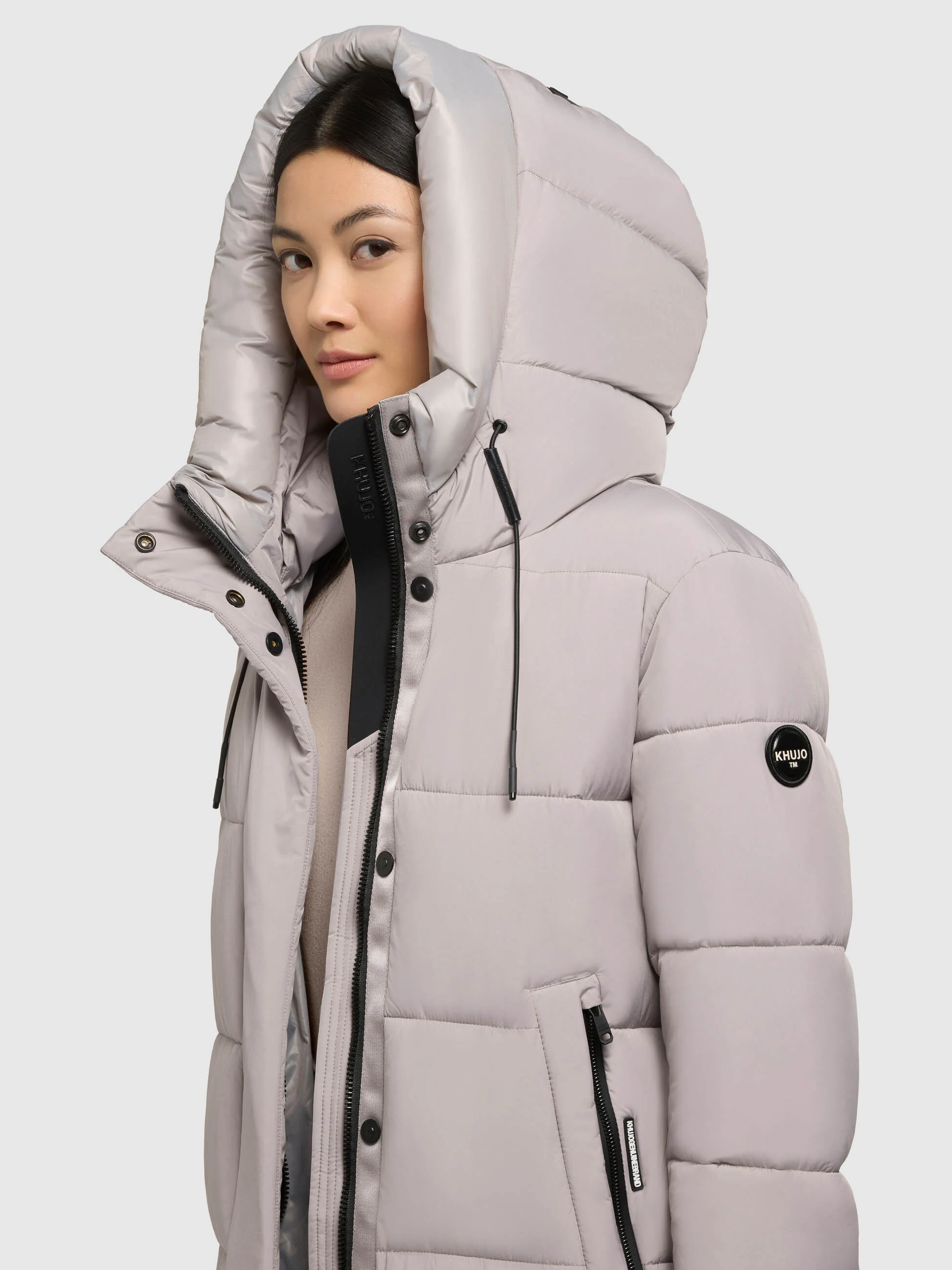 Khujo langer Steppmantel VELIA in Blizzard Gray - Eis Grau