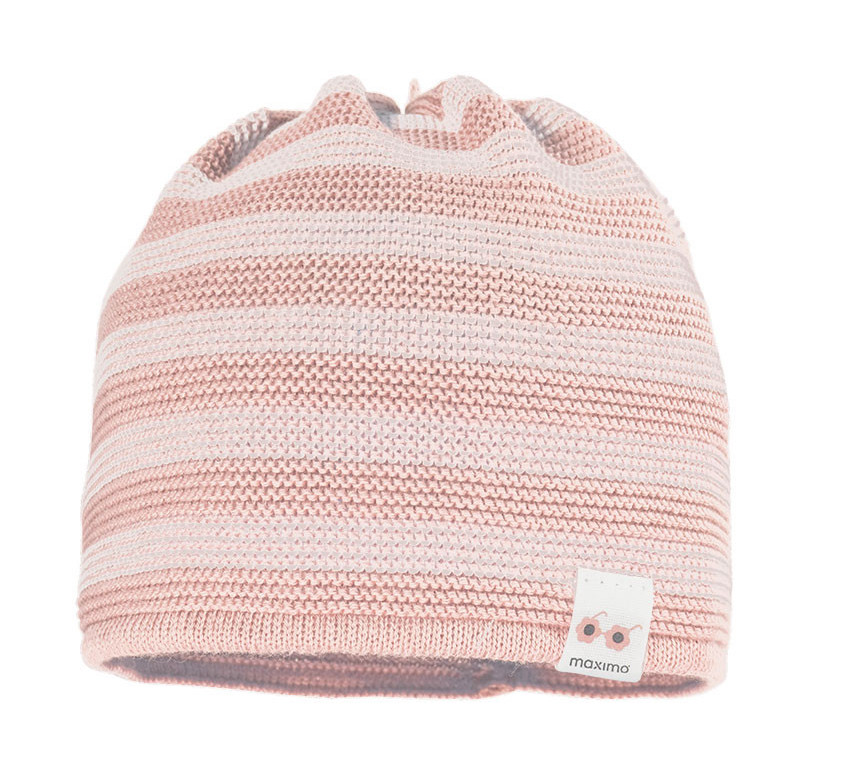 Maximo Strickmütze Baby Beanie - Rosa Gestreift