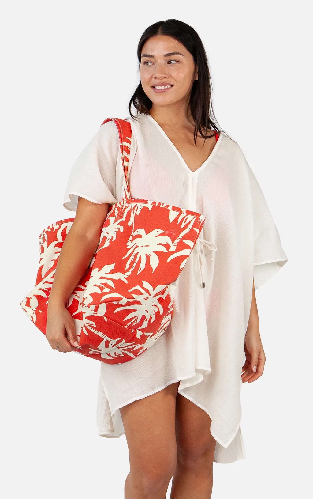 Barts JUNO Strand Tasche Baumwolle Shopper mit Palmen in Rot