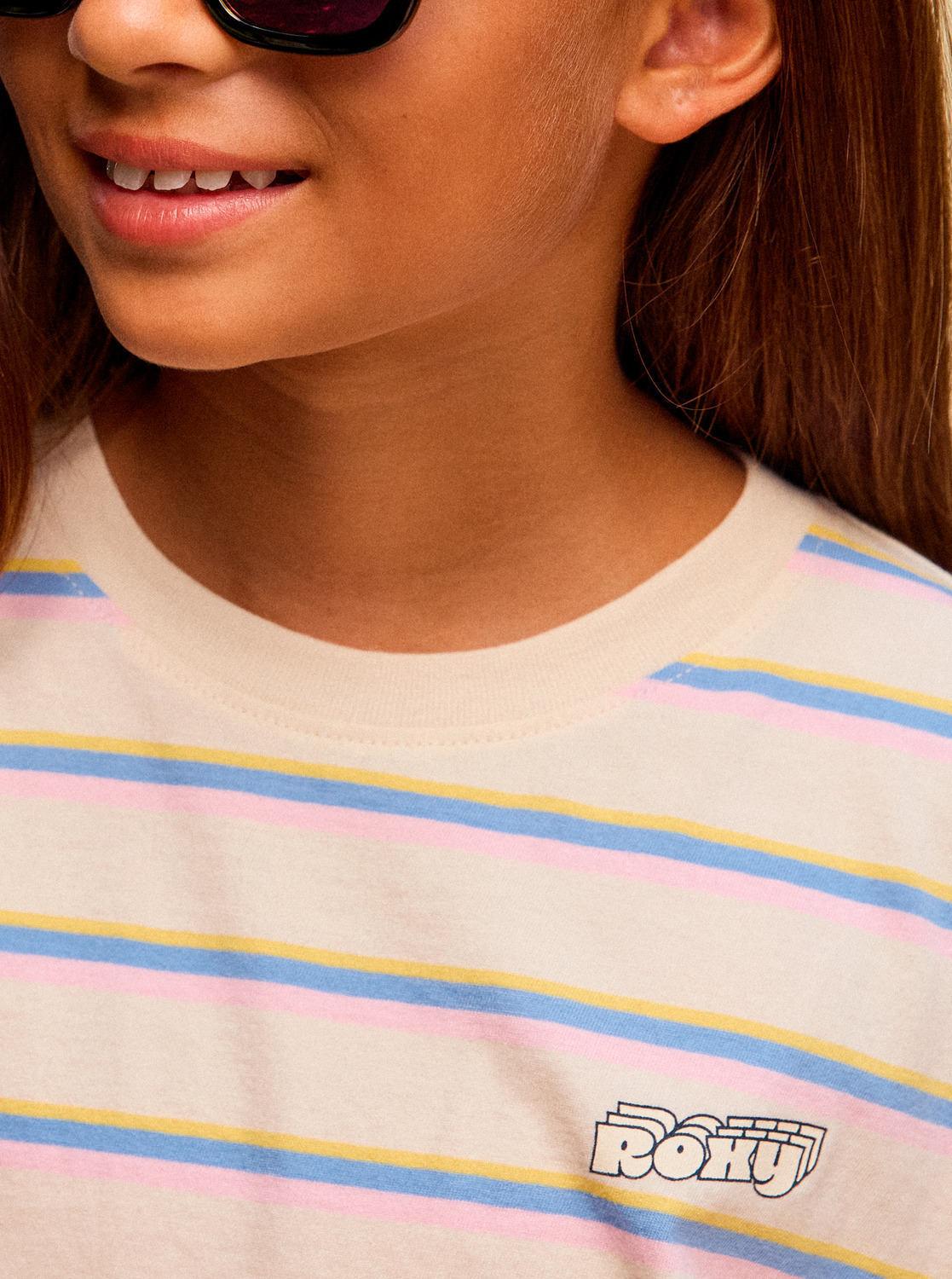 Roxy Never Saw Blue Like That Strip - T-Shirt für Mädchen in Parchement Tri Stripe Rg/creme - SALE