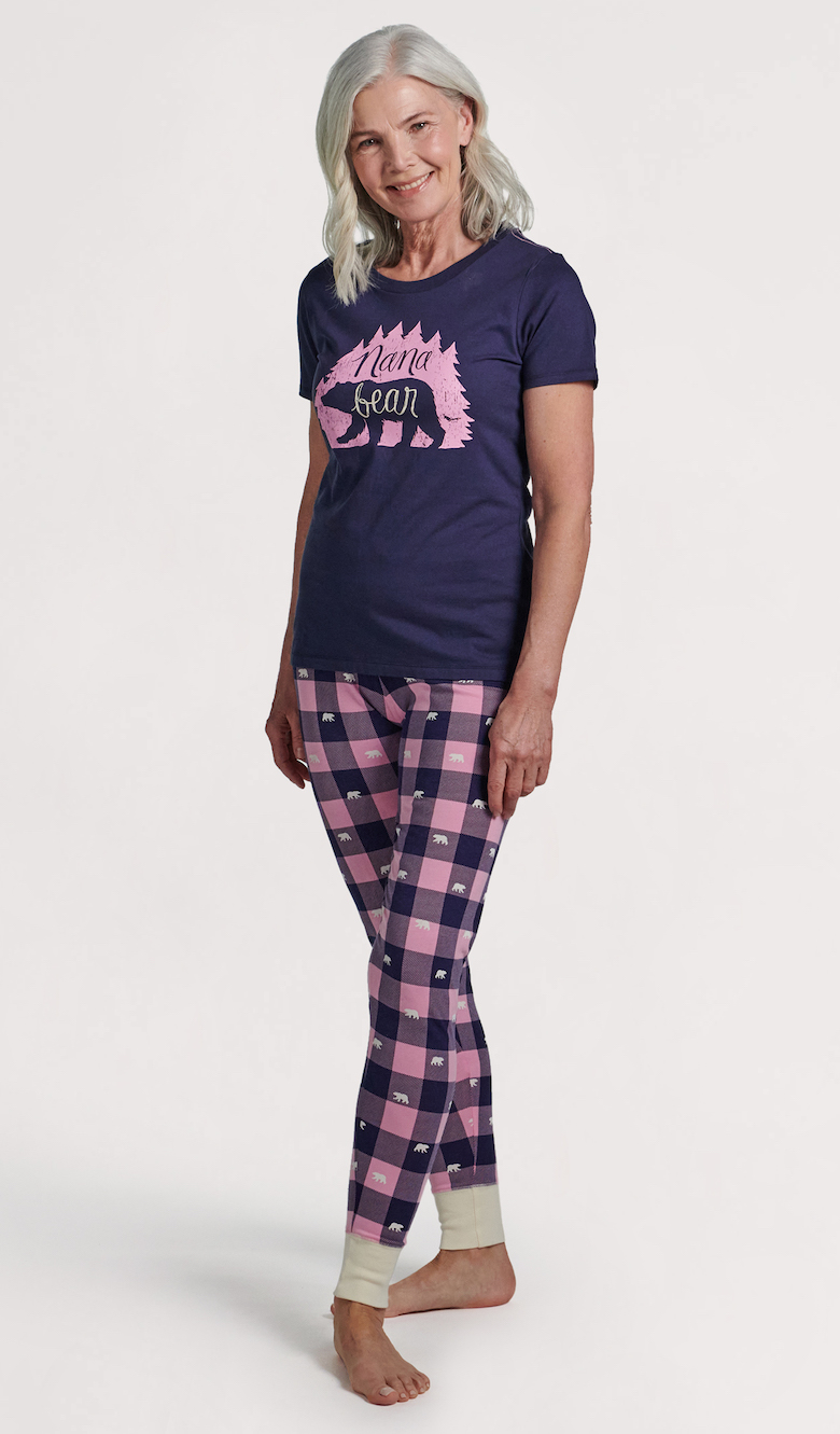 Little Blue House Damen Pyjama T-Shirt - Nana Bear - Omi Bär