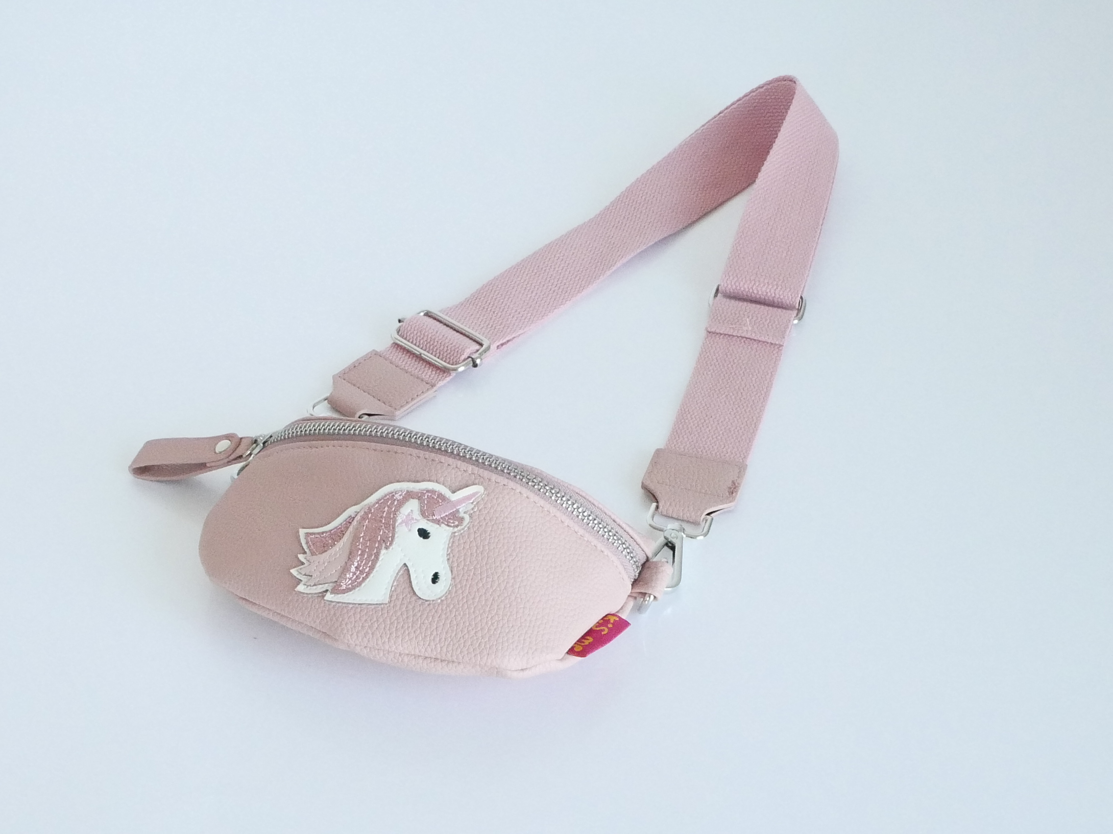 KisMe Crossbody Tasche Sidebag - Einhorn in Altrosa mit Unifarbenen Band