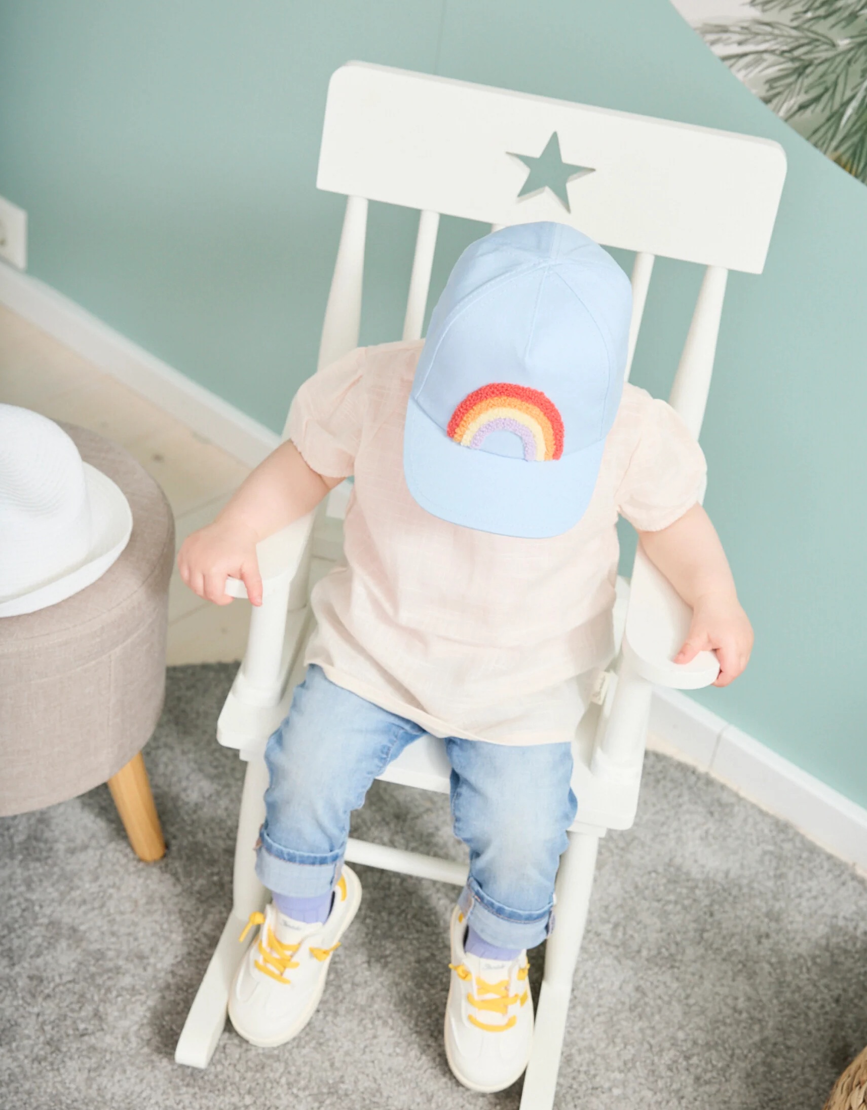 Sterntaler Cap Canvas-Basecap Hellblau mit Regenbogen 