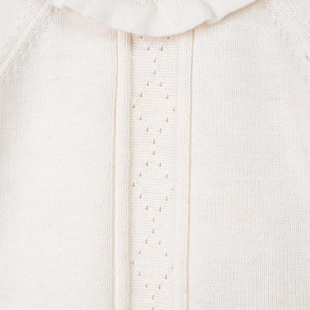 Carrement Beau Baby Strickkleid Baumwolle Wolle Mischung in Creme Weiß - SALE