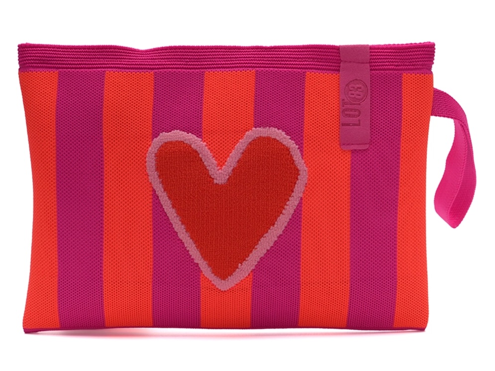 LOT83 Rebel Billie Tasche Kosmetiktasche Pink & Orange Gestreift - Herz
